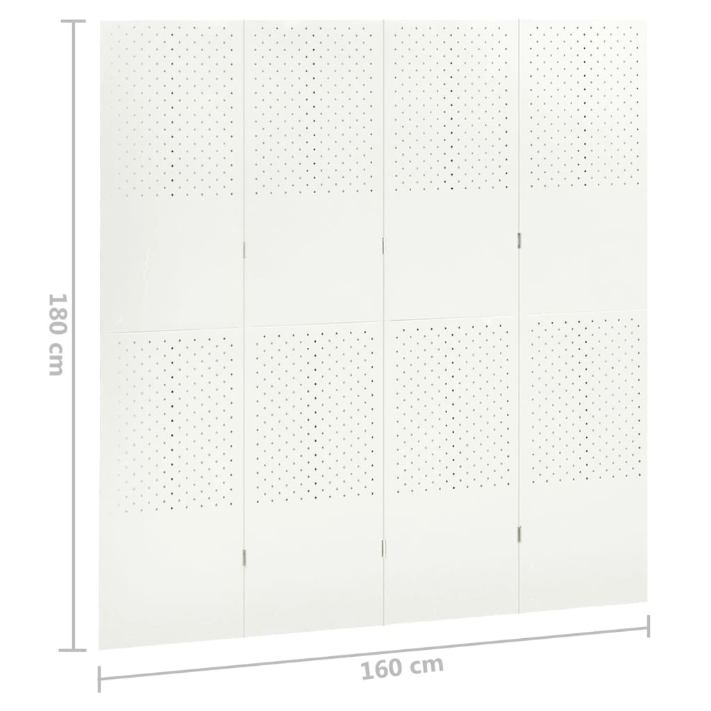 Sobne pregrade s 4 panela 2 kom bijele 160 x 180 cm čelične