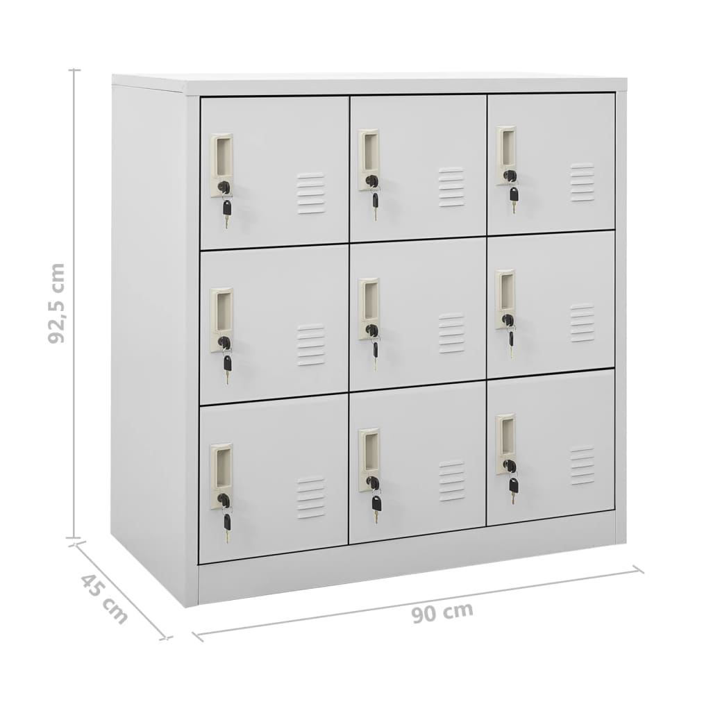 Ormarići s ključem 2 kom svjetlosivi 90 x 45 x 92,5 cm čelični