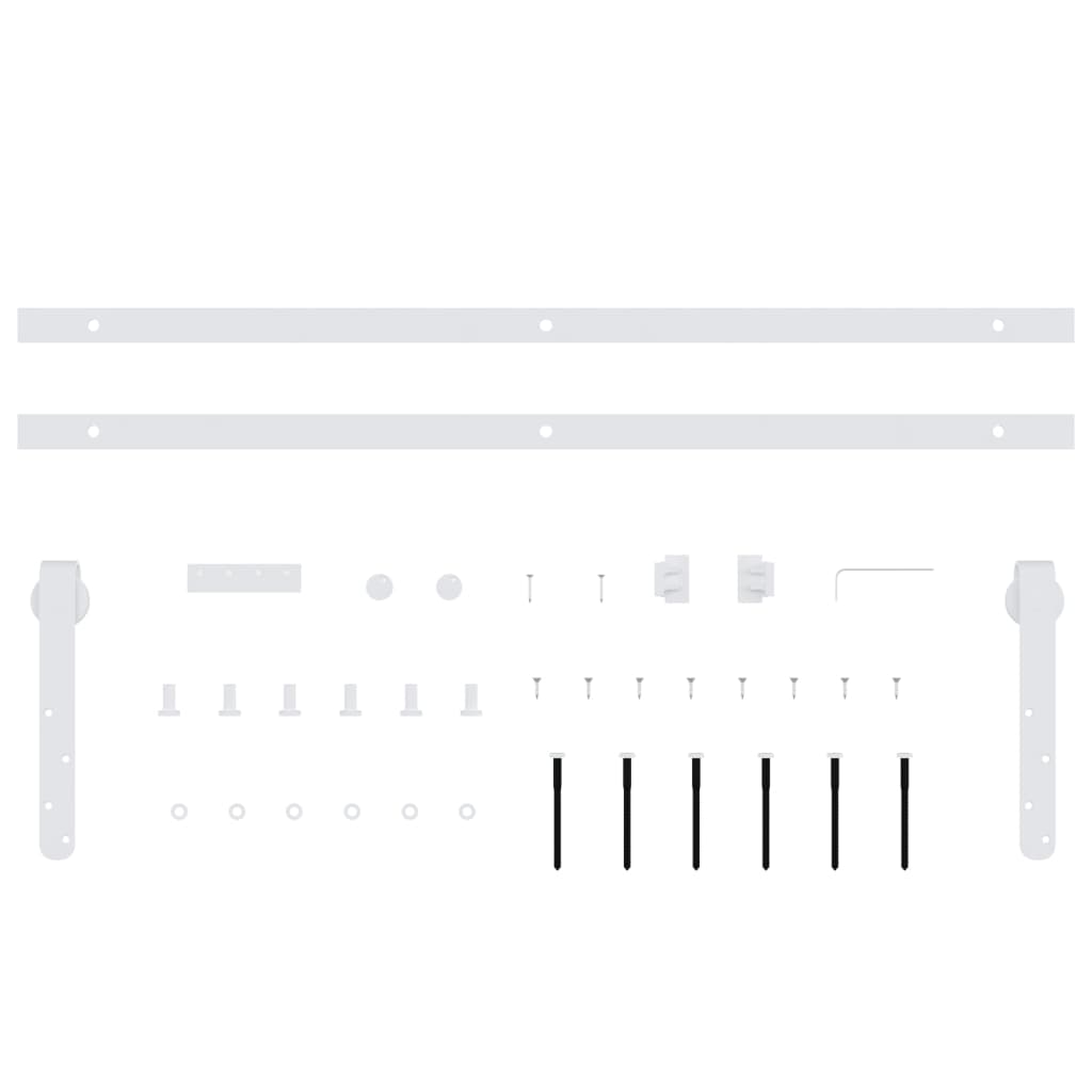 Mini set za klizna vrata ormarića ugljični čelik bijeli 122 cm