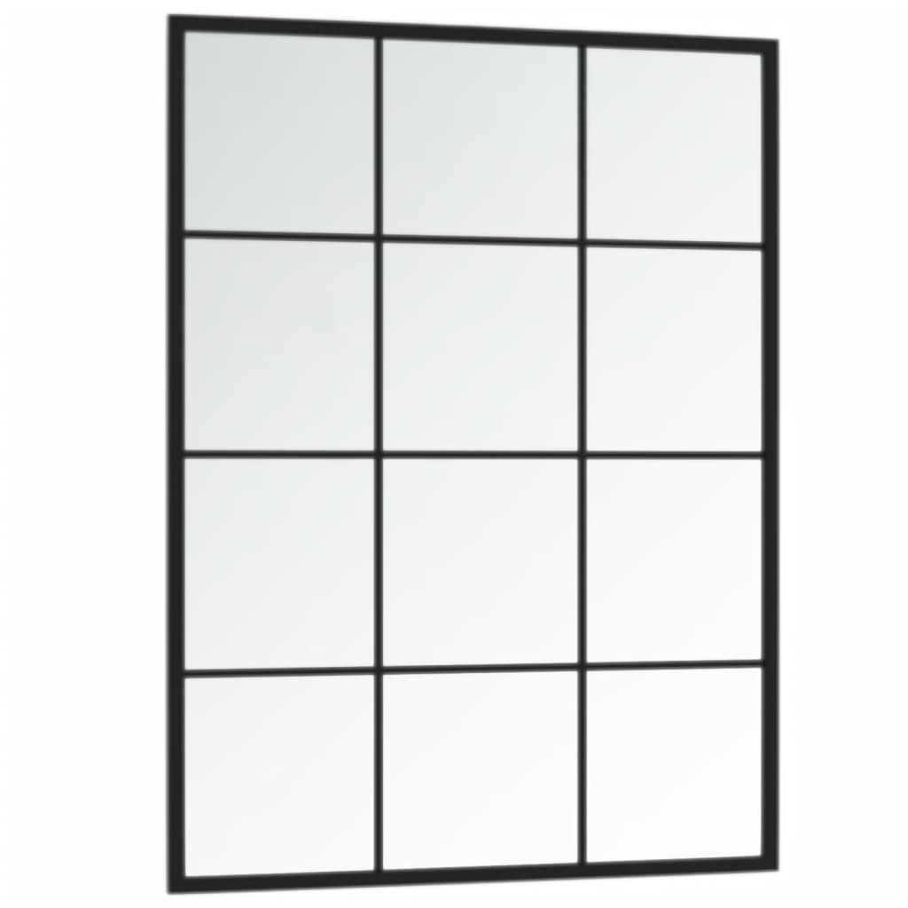 Zidno ogledalo crno 80 x 60 cm metalno