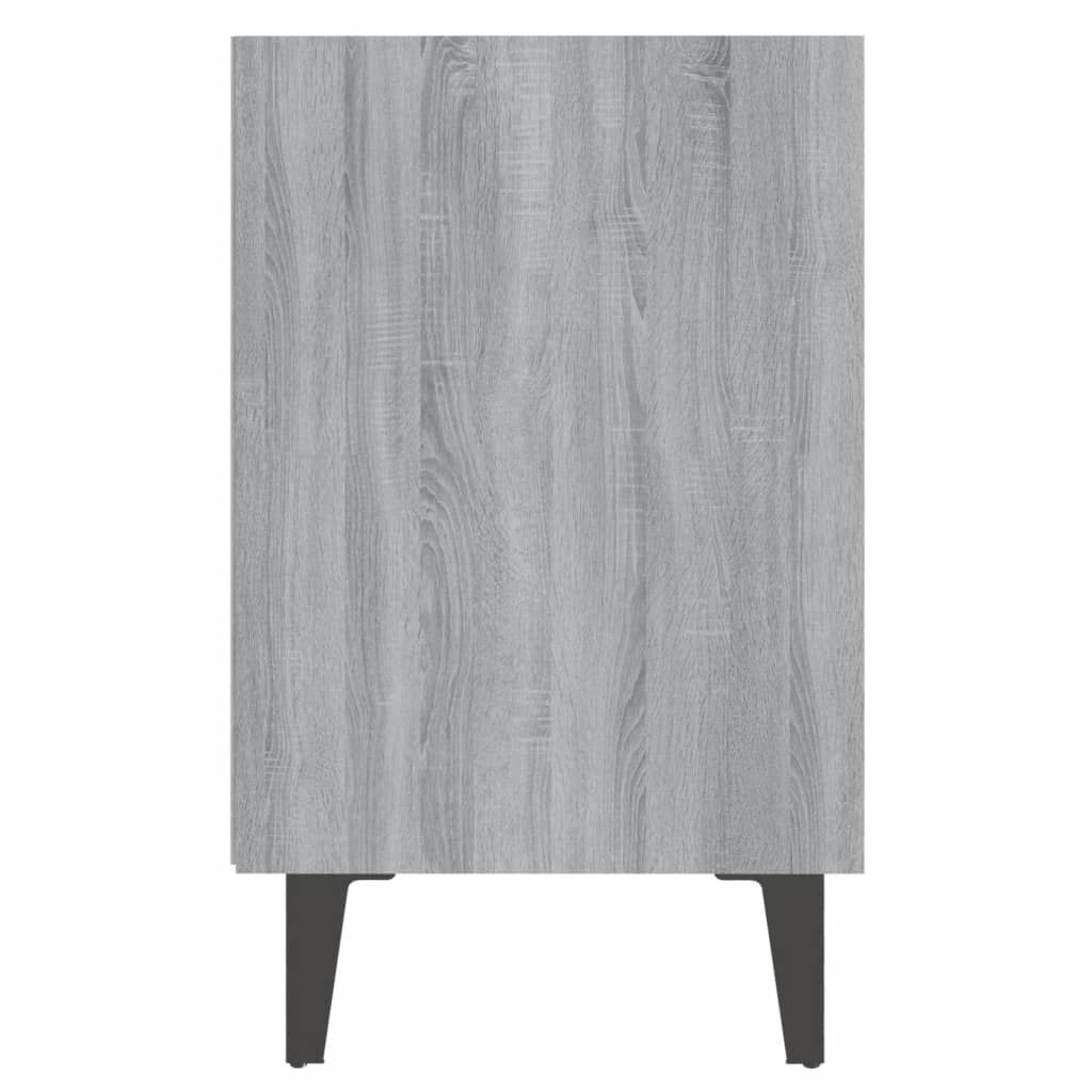 Noćni ormarić s metalnim nogama boja sivog hrasta 40x30x50 cm