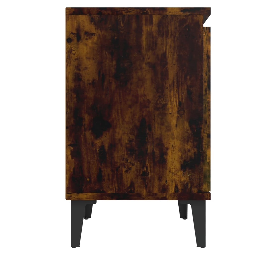 Noćni ormarići s metalnim nogama dimljeni hrast 40 x 30 x 50 cm