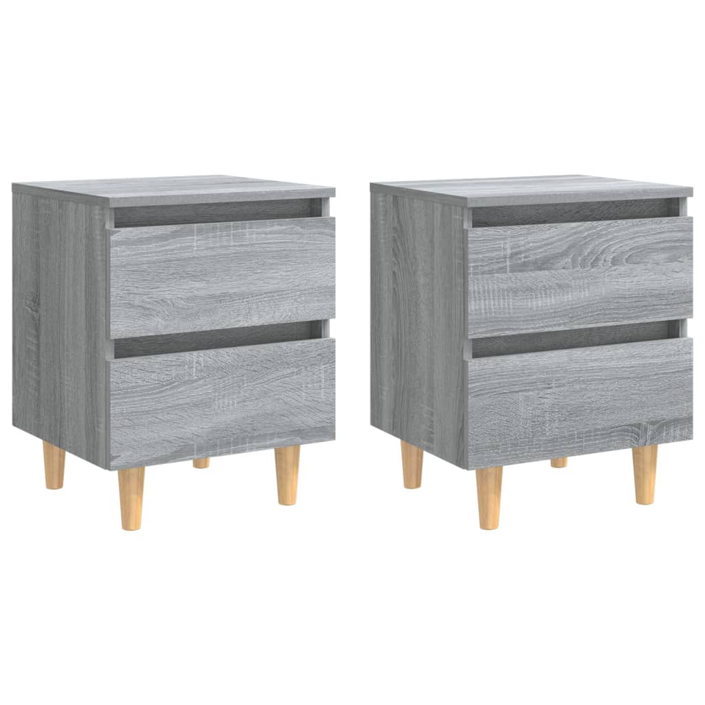 Noćni ormarići s drvenim nogama 2 kom sivi hrast 40x30x50 cm