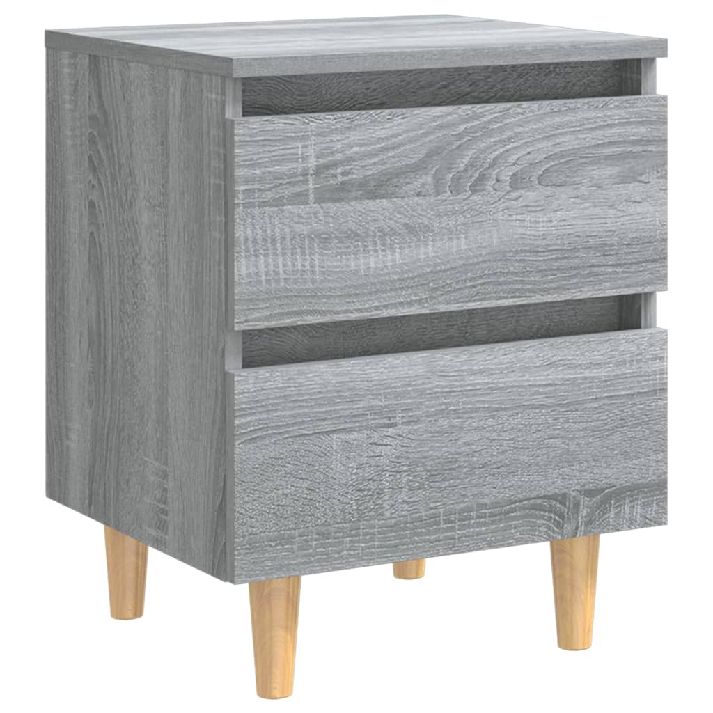 Noćni ormarići s drvenim nogama 2 kom sivi hrast 40x30x50 cm