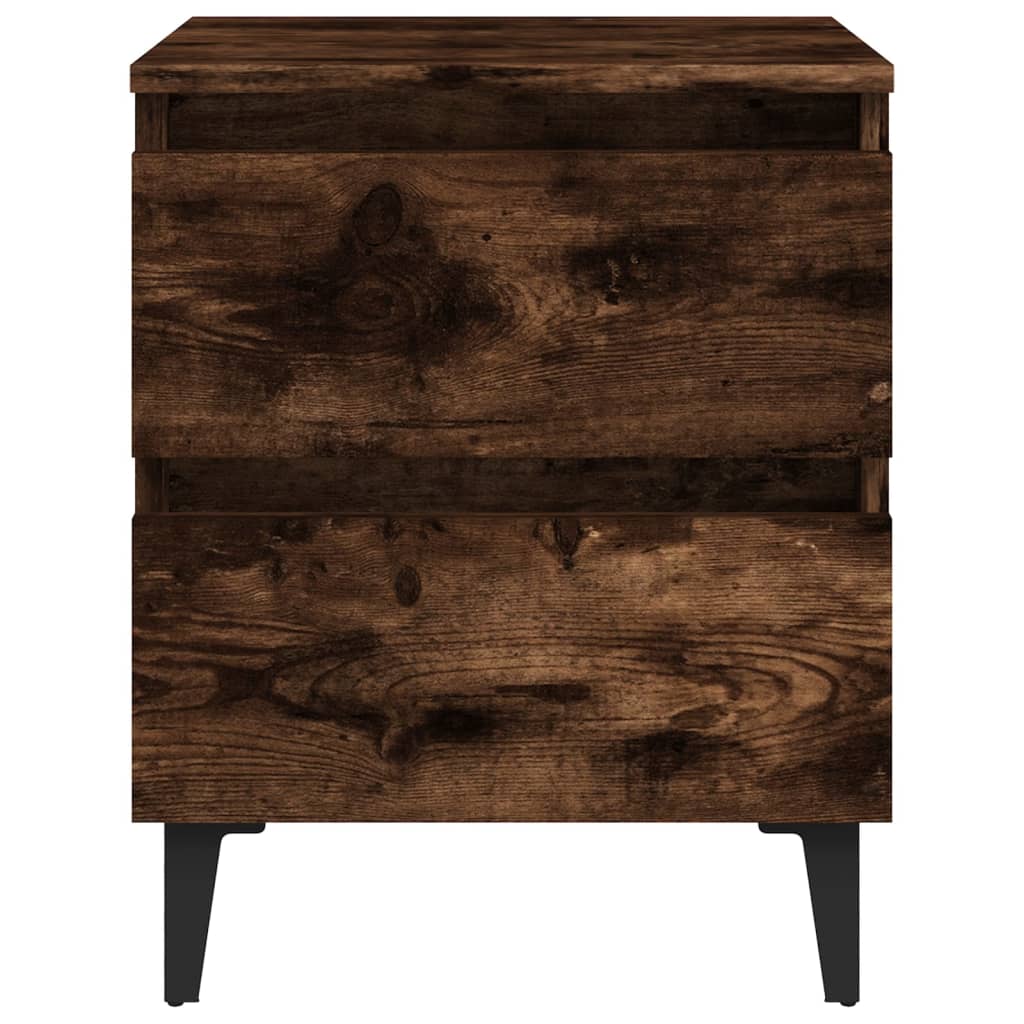 Noćni ormarići s metalnim nogama 2 kom boja hrasta 40x35x50 cm