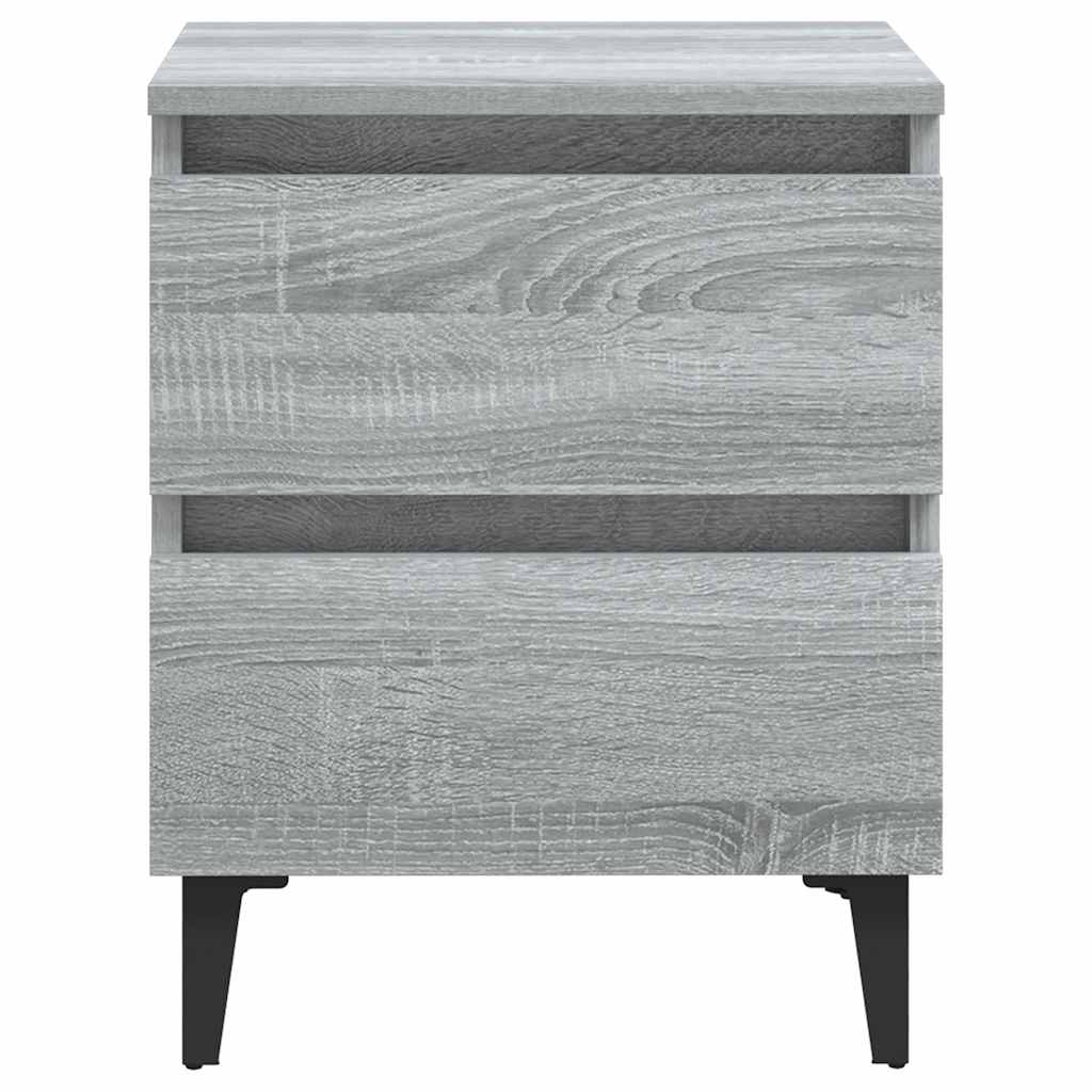 Noćni ormarići s metalnim nogama 2 kom sivi hrast 40x35x50 cm