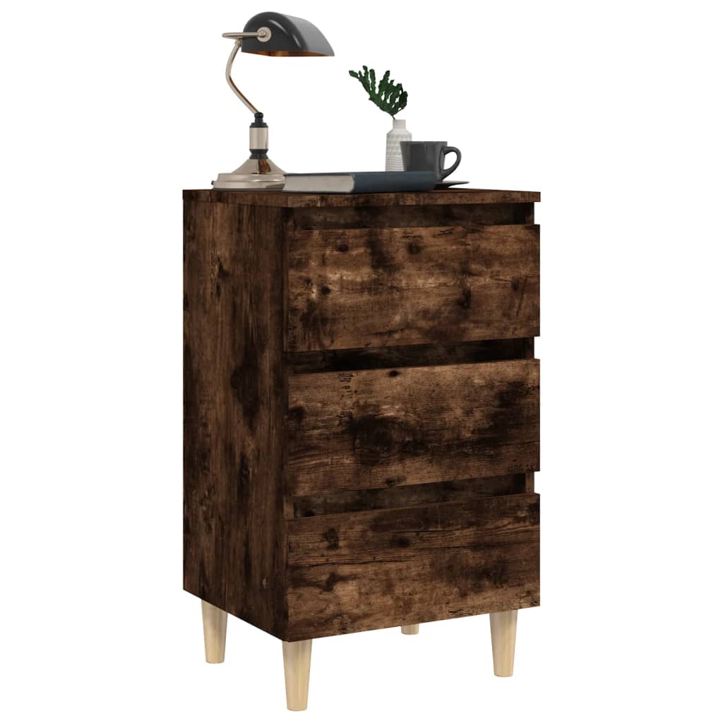 Noćni ormarići s drvenim nogama 2 kom boja hrasta 40x35x69 cm