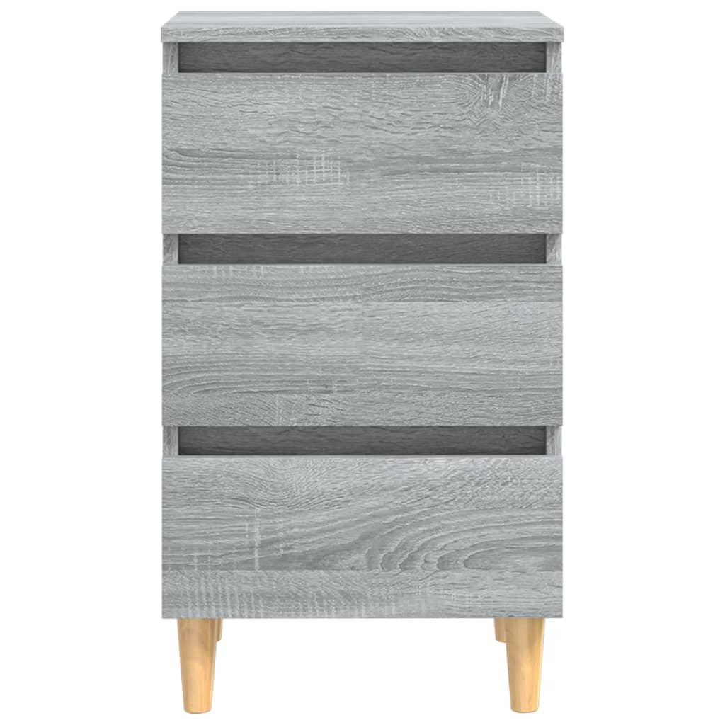 Noćni ormarić s drvenim nogama boja sivog hrasta 40x35x69 cm