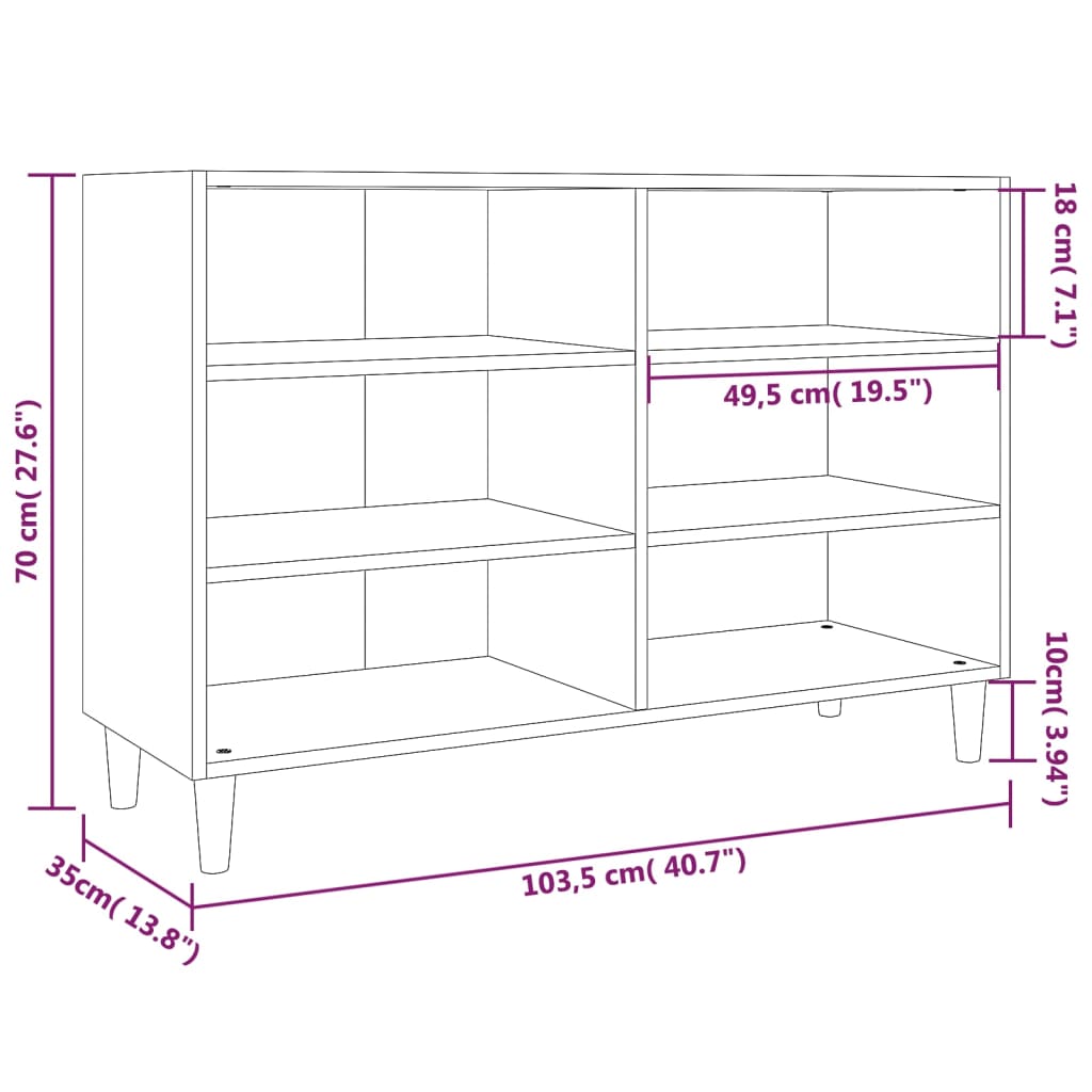 Komoda boja dimljenog hrasta 103,5x35x70 cm konstruirano drvo
