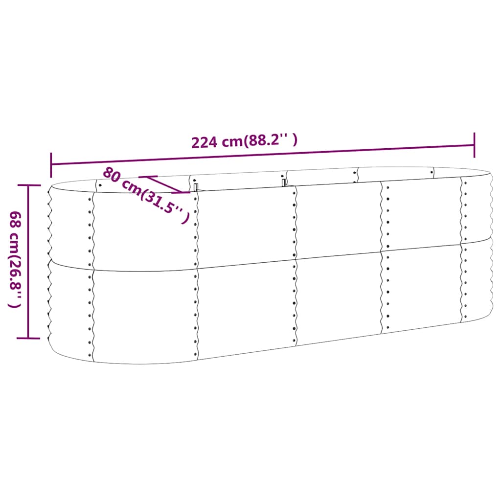 Povišena vrtna gredica od pocinčanog čelika 224x80x68 cm antracit