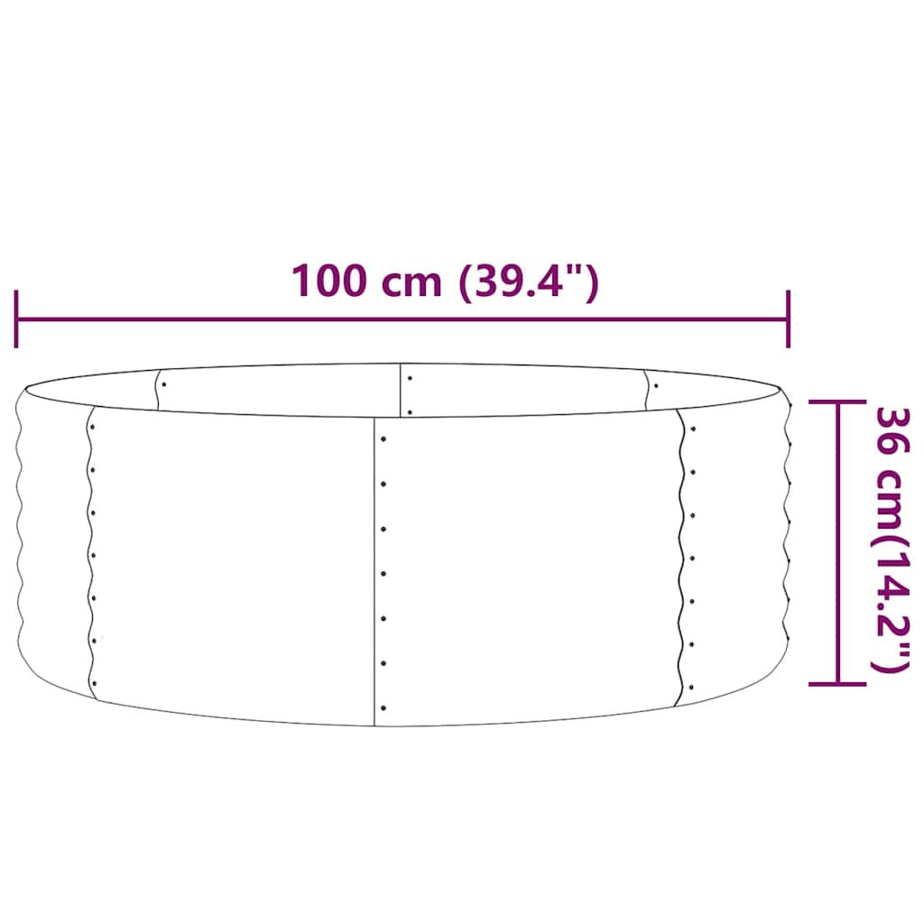 Povišena vrtna gredica od pocinčanog čelika 100x100x36 cm smeđi