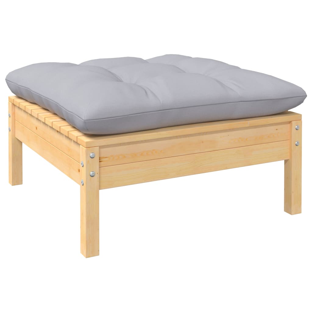 5-dijelna vrtna garnitura od borovine sa sivim jastucima