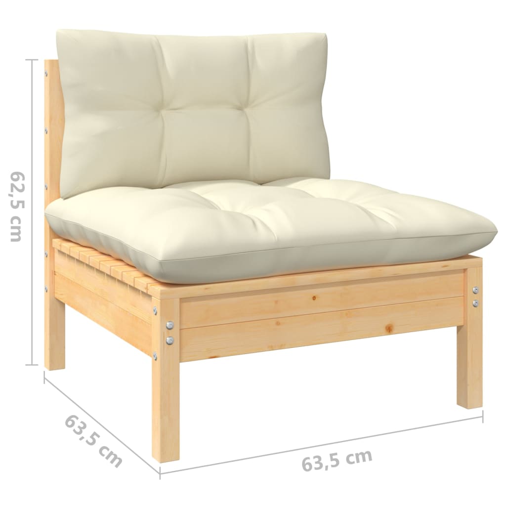 9-dijelna vrtna garnitura od borovine s krem jastucima