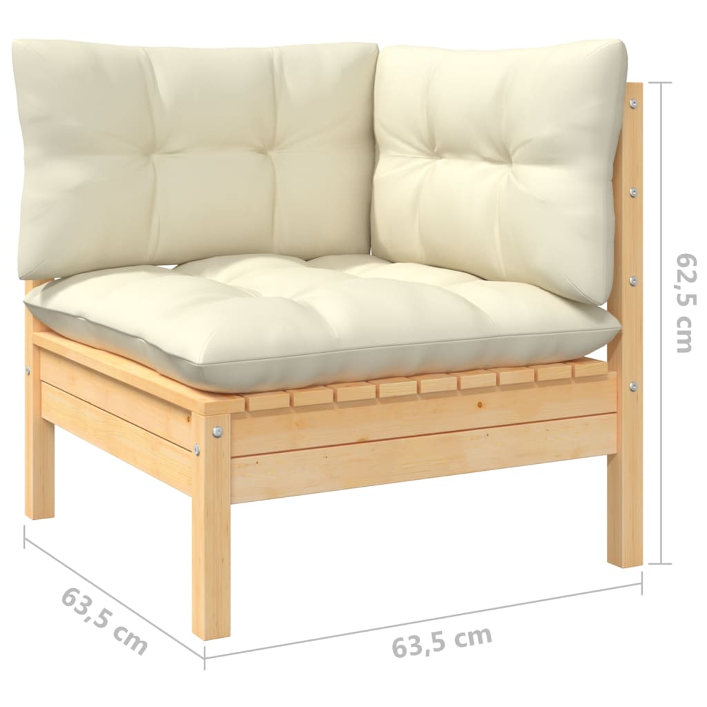 9-dijelna vrtna garnitura od masivne borovine s krem jastucima