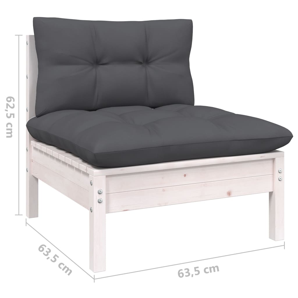 5-dijelna vrtna garnitura od borovine s jastucima bijela