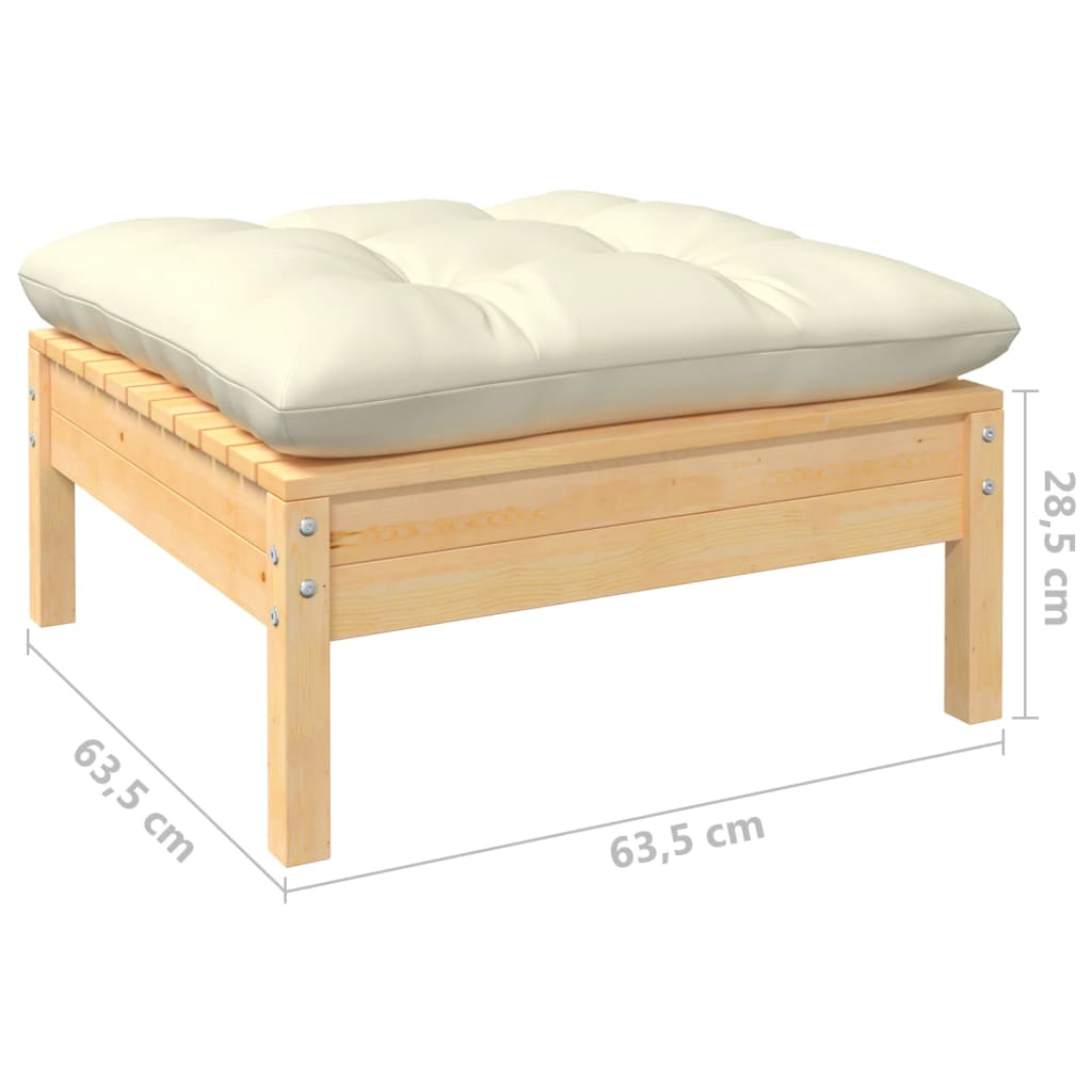 10-dijelna vrtna garnitura od masivne borovine s krem jastucima