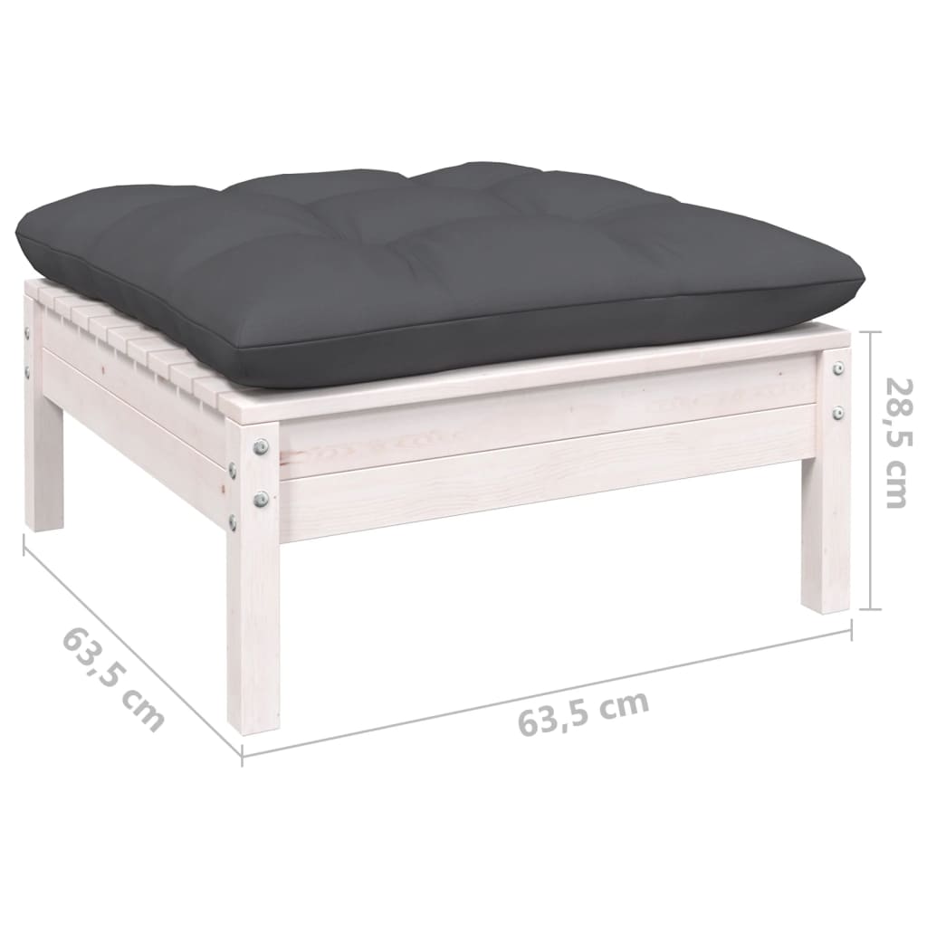 13-dijelna vrtna garnitura od borovine s jastucima bijela