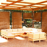 13-dijelna vrtna garnitura od borovine s krem jastucima