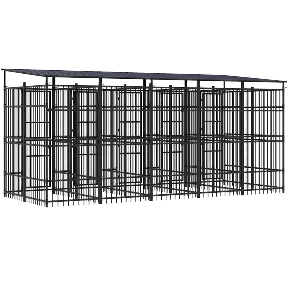 Vanjski kavez za pse s krovom čelični 9,22 m²