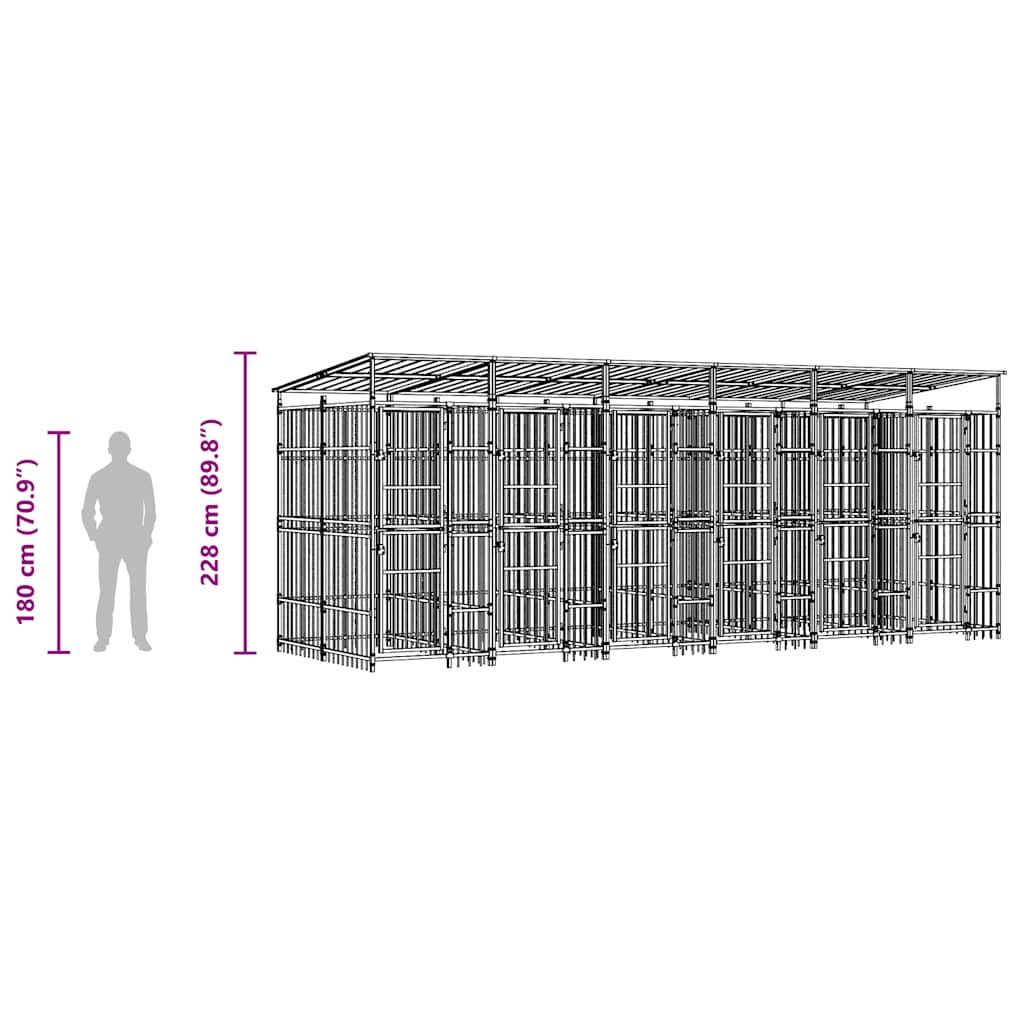 Vanjski kavez za pse s krovom čelični 11,06 m²