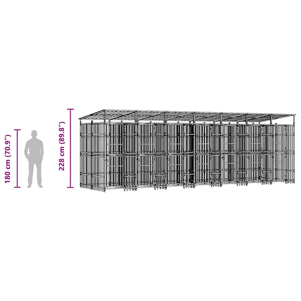 Vanjski kavez za pse s krovom čelični 12,9 m²