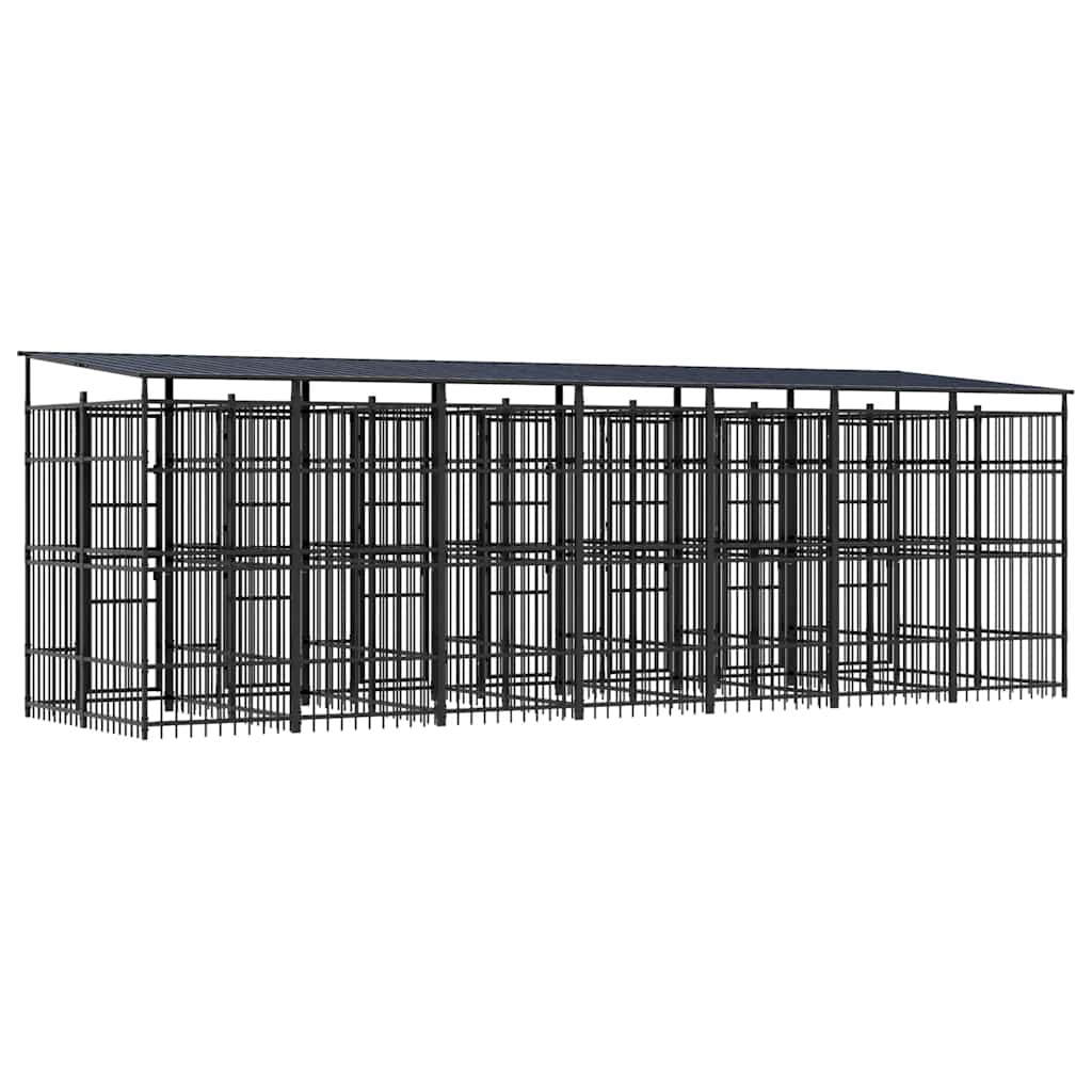 Vanjski kavez za pse s krovom čelični 12,9 m²