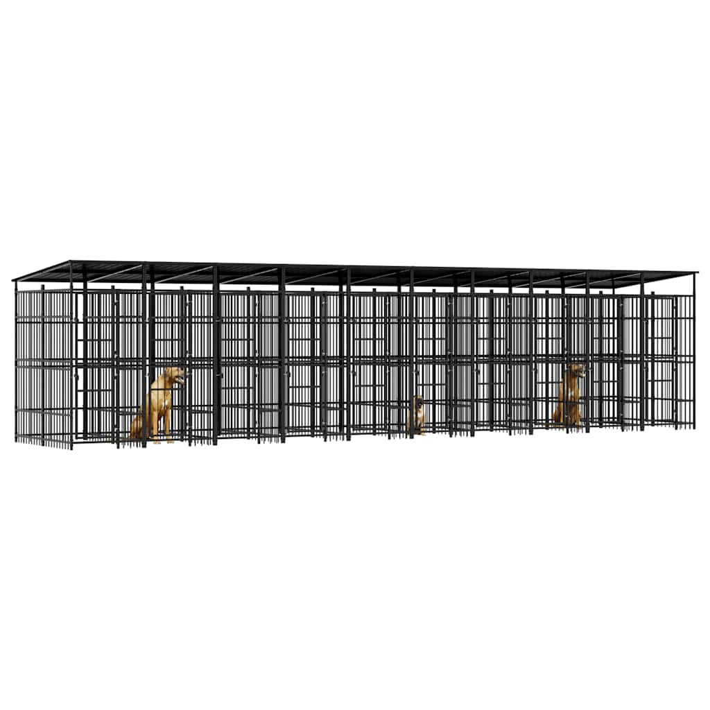 Vanjski kavez za pse s krovom čelični 18,43 m²