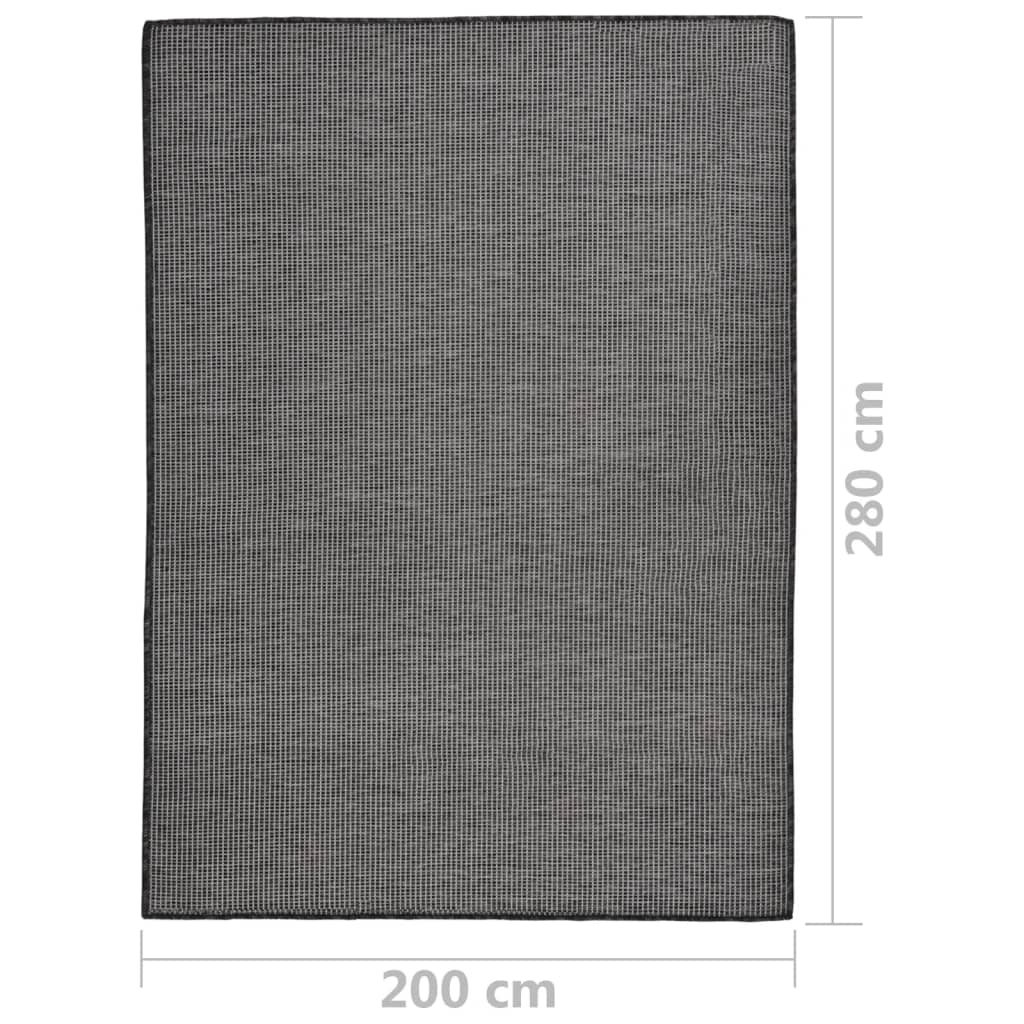 Vanjski tepih ravnog tkanja 200 x 280 cm sivi