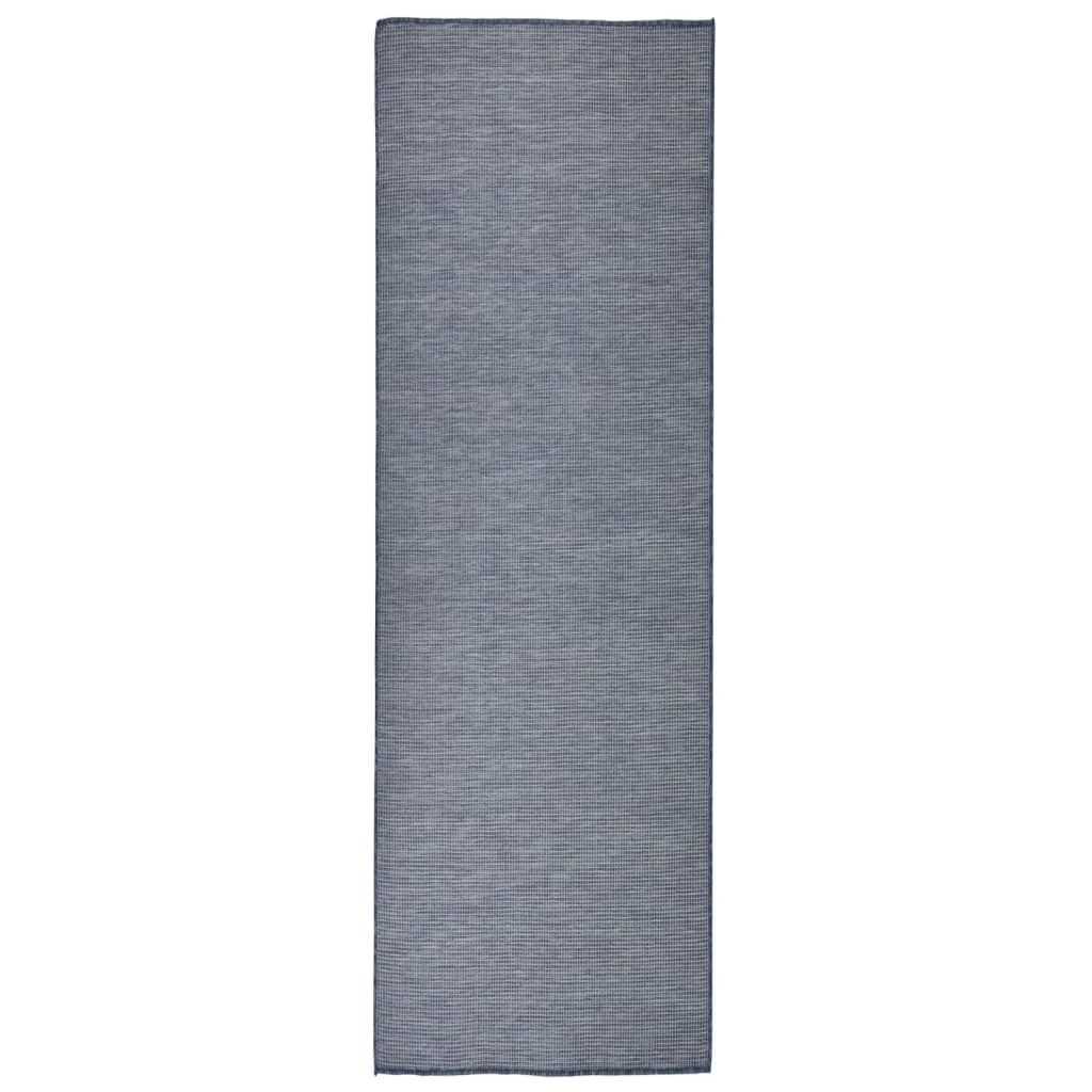 Vanjski tepih ravnog tkanja 80 x 250 cm plavi
