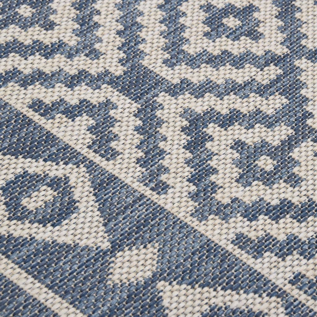 Vanjski tepih ravnog tkanja 160 x 230 cm plave pruge