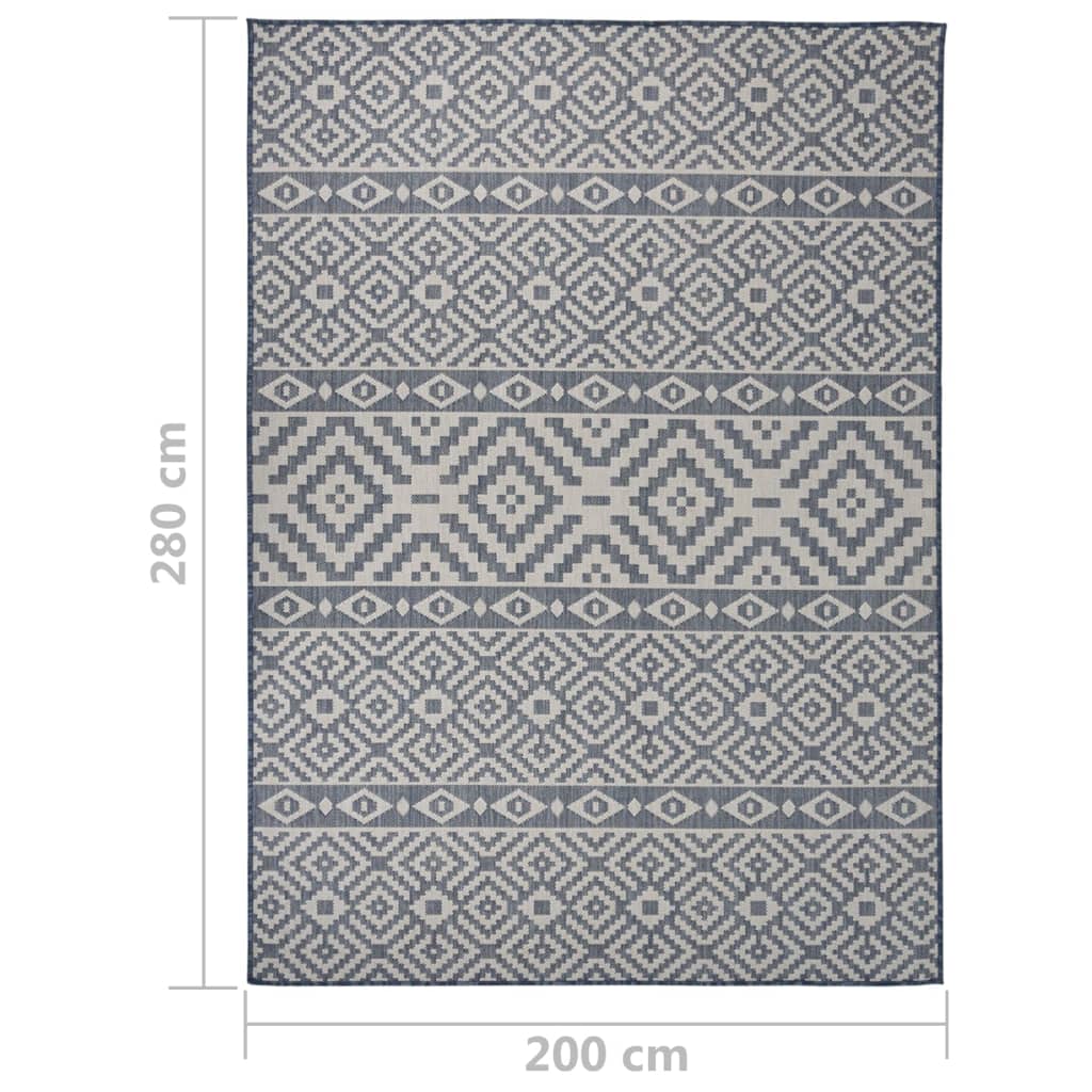 Vanjski tepih ravnog tkanja 200 x 280 cm plave pruge