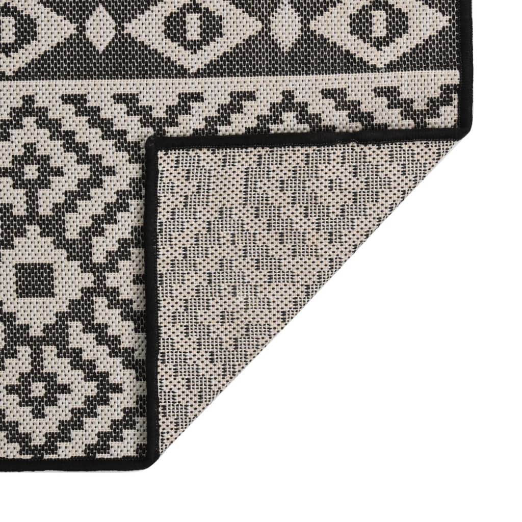 Vanjski tepih ravnog tkanja 80 x 250 cm crne pruge