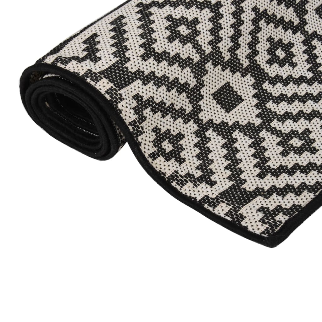 Vanjski tepih ravnog tkanja 80 x 250 cm crne pruge