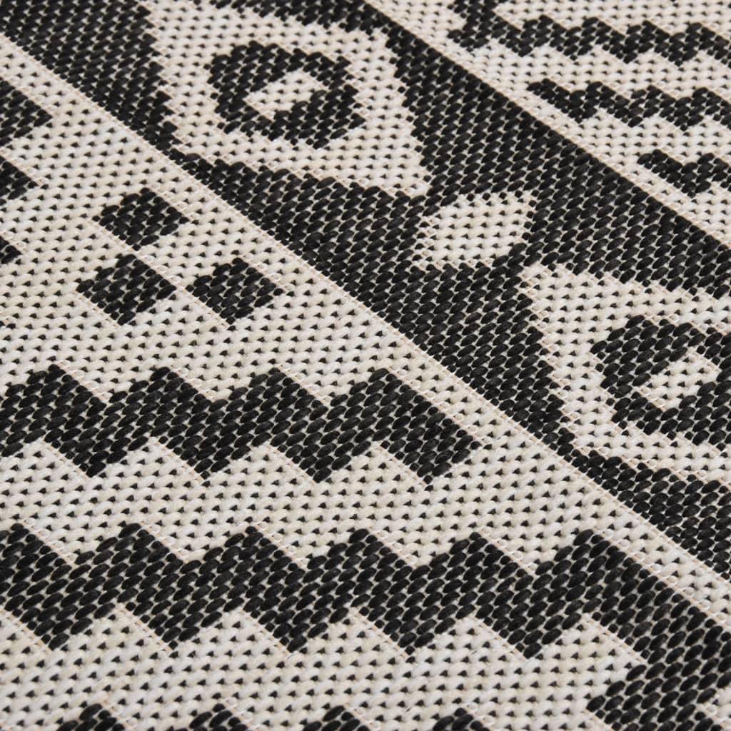 Vanjski tepih ravnog tkanja 80 x 250 cm crne pruge