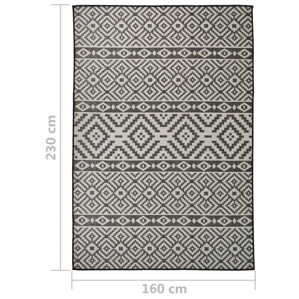 Vanjski tepih ravnog tkanja 160 x 230 cm crne pruge