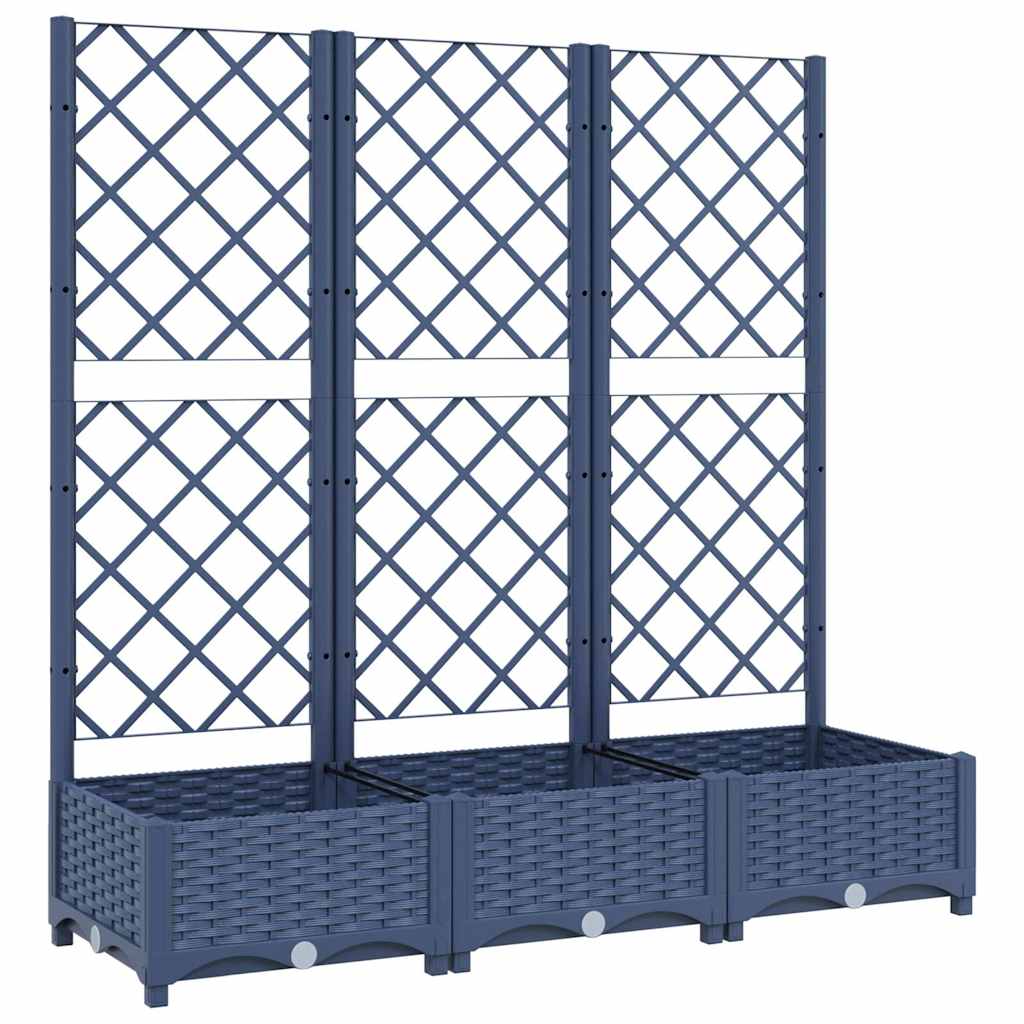 Vrtna sadilica s rešetkom plava siva 120 x 40 x 121,5 cm PP