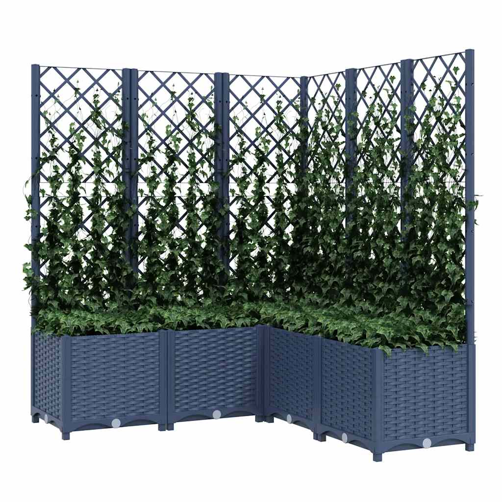 Vrtna sadilica s rešetkom plava siva 120 x 120 x 136 cm PP