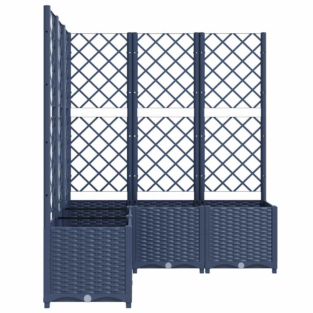 Vrtna sadilica s rešetkom plava siva 120 x 120 x 136 cm PP