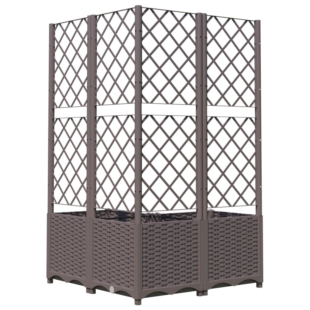 Vrtna sadilica s rešetkom smeđa 80 x 80 x 136 cm PP