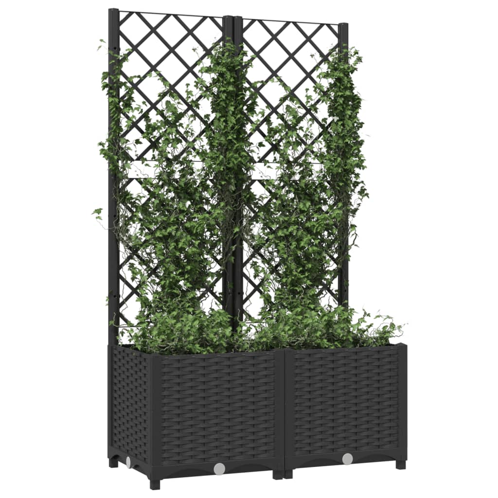 Vrtna žardinjera s rešetkom crna 80x40x136 cm PP