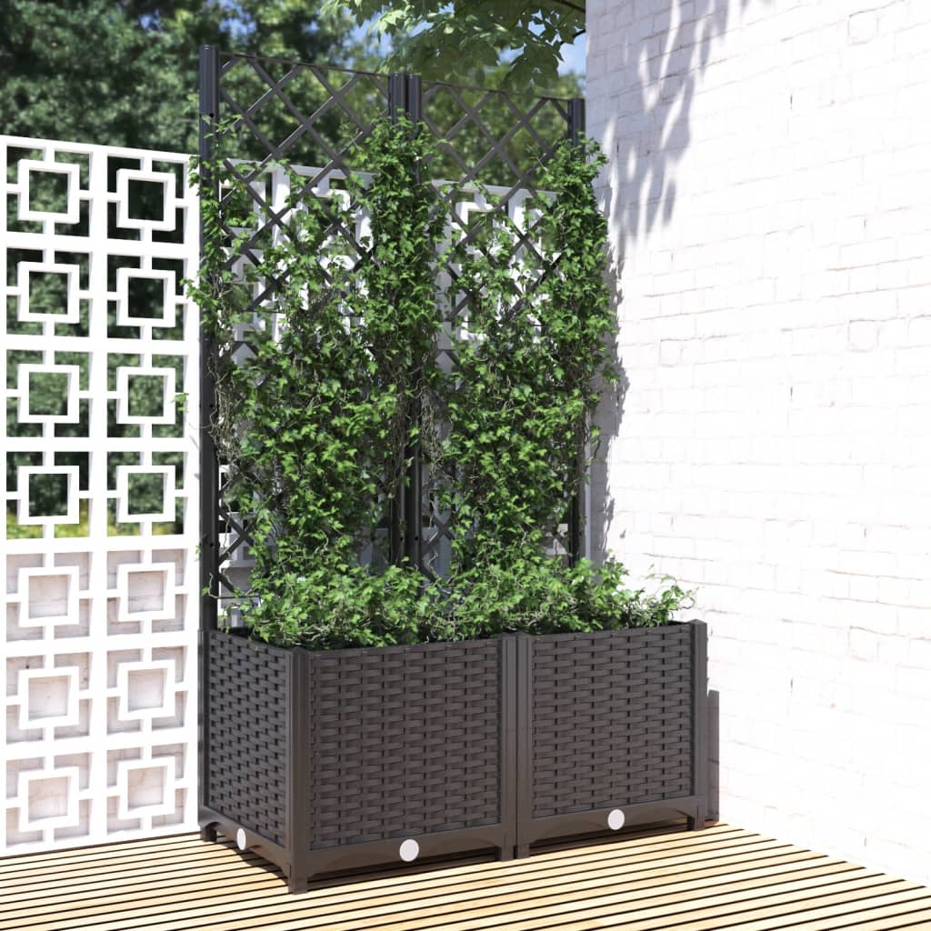 Vrtna žardinjera s rešetkom crna 80x40x136 cm PP