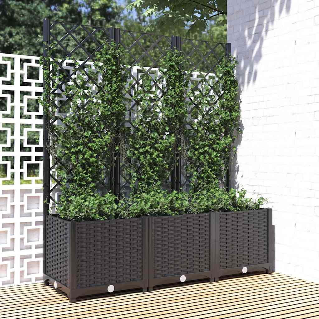Vrtna žardinjera s rešetkom crna 120x40x136 cm PP