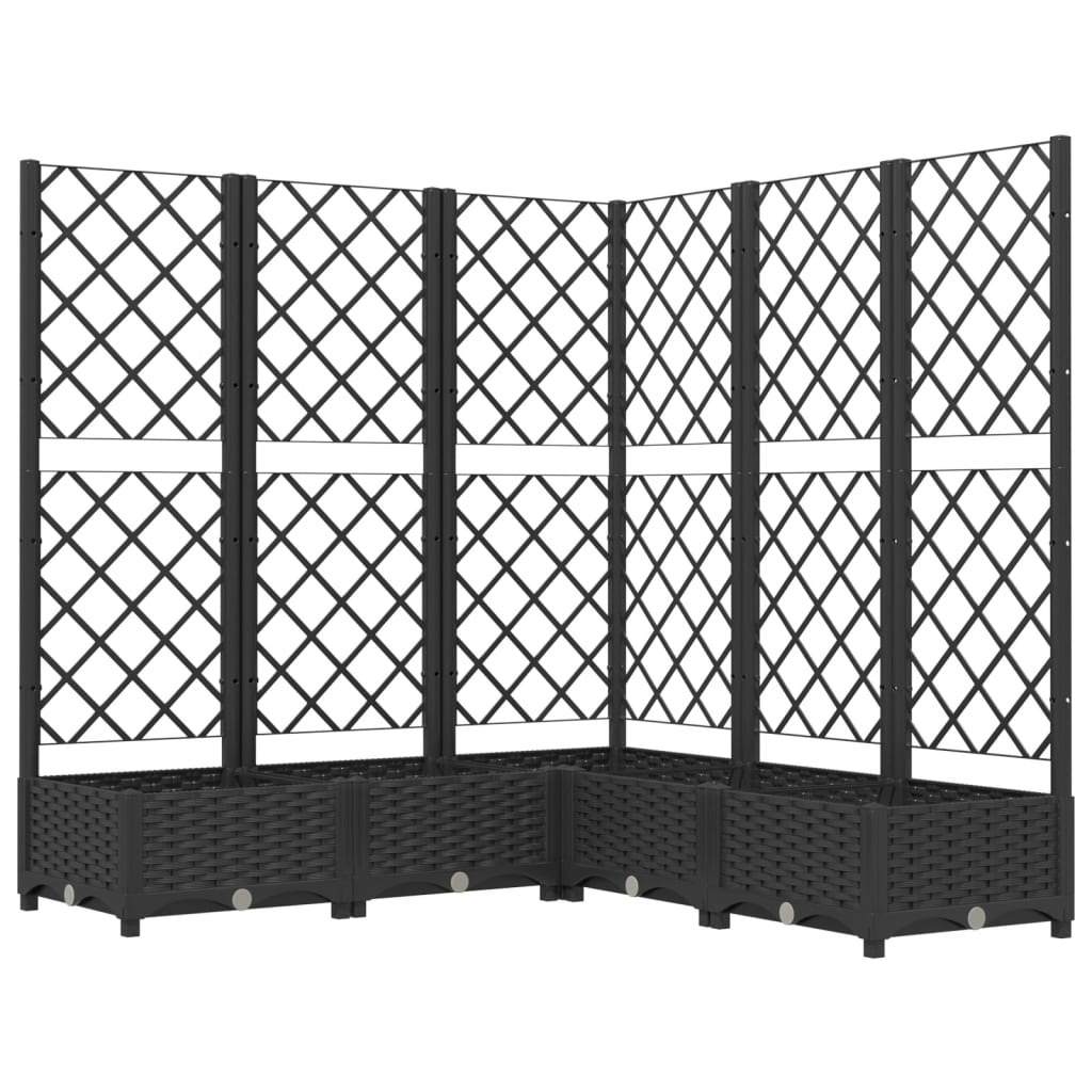 Vrtna sadilica s rešetkom crna 120 x 120 x 121,5 cm PP
