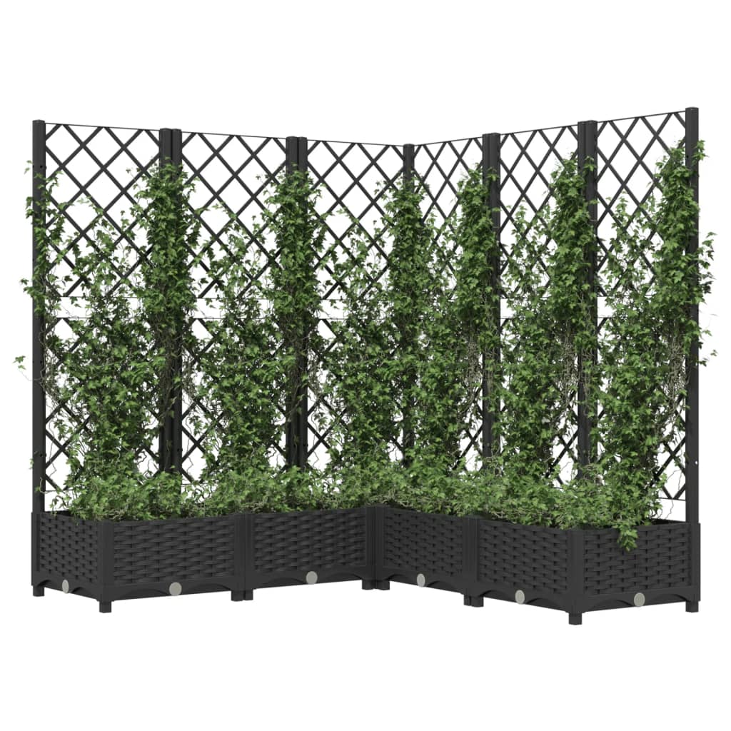 Vrtna sadilica s rešetkom crna 120 x 120 x 121,5 cm PP