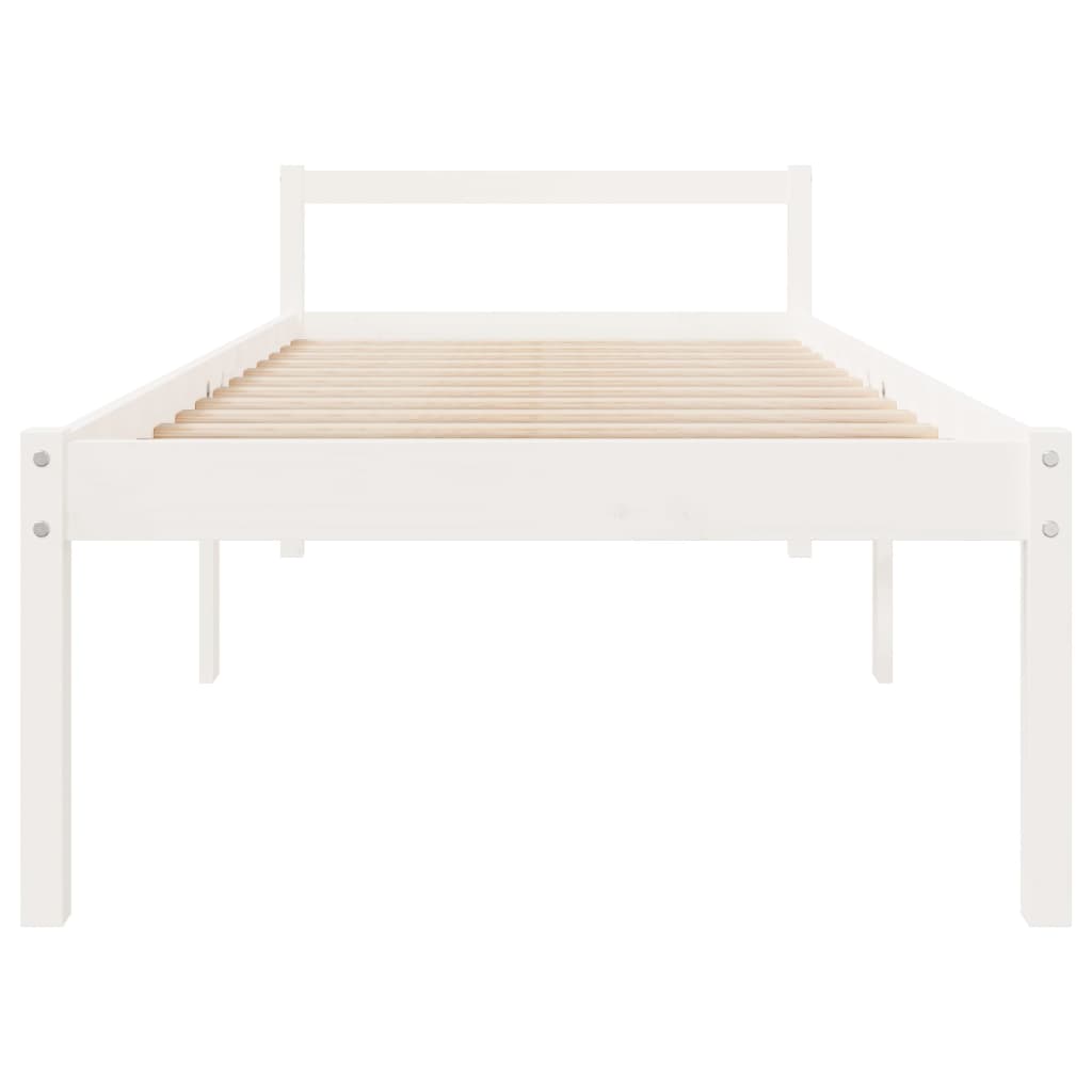 Krevet za starije osobe bijeli 90x190 cm mali masivna borovina