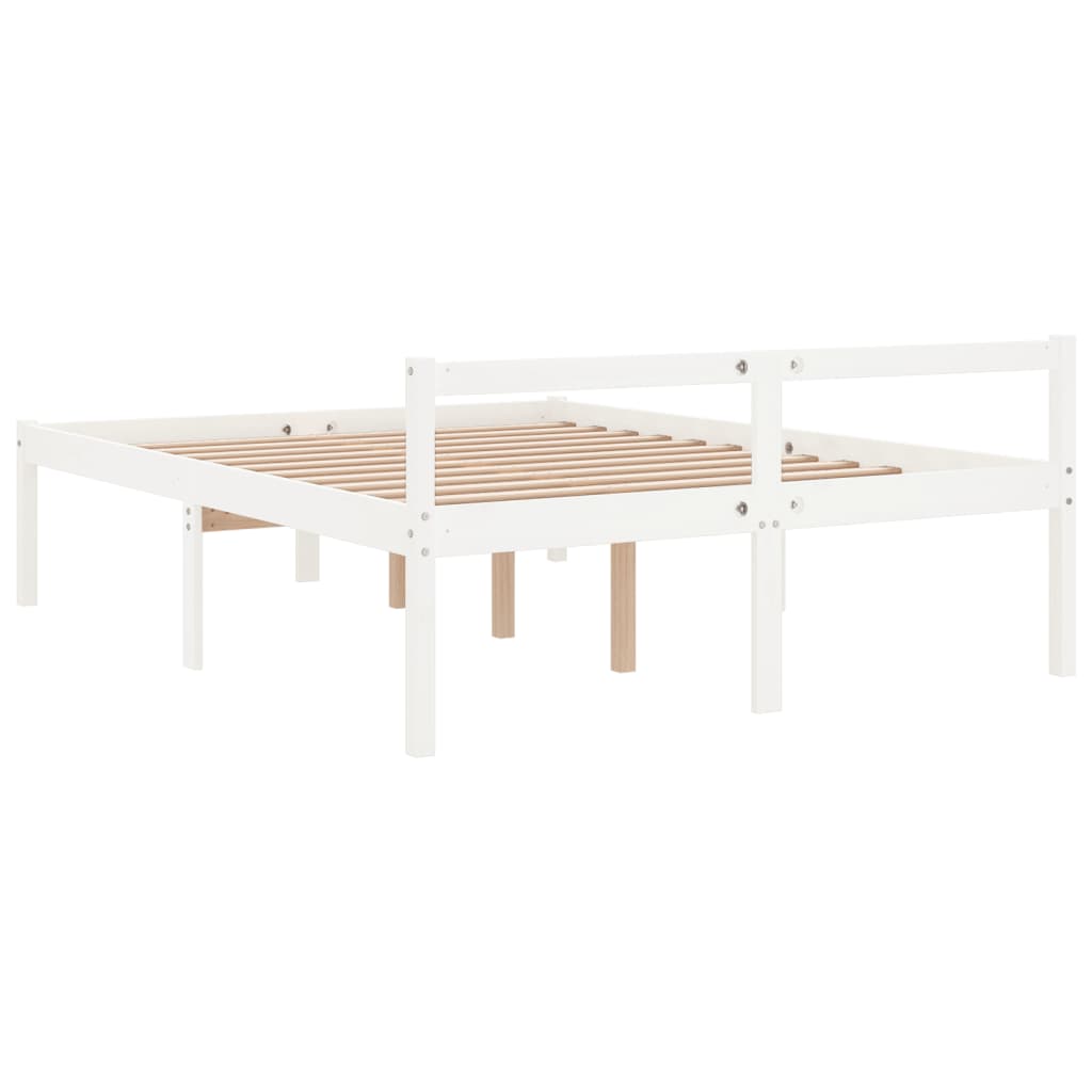 Krevet za starije osobe bijeli 135 x 190 cm bračni od borovine