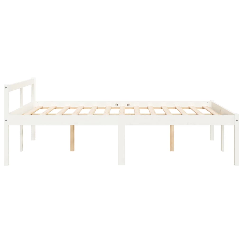Krevet za starije osobe bijeli 140 x 190 cm od masivne borovine