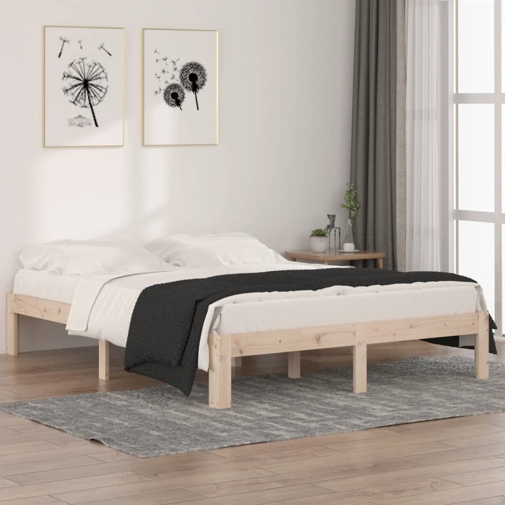 Okvir za krevet od masivnog drva 150 x 200 cm veliki bračni