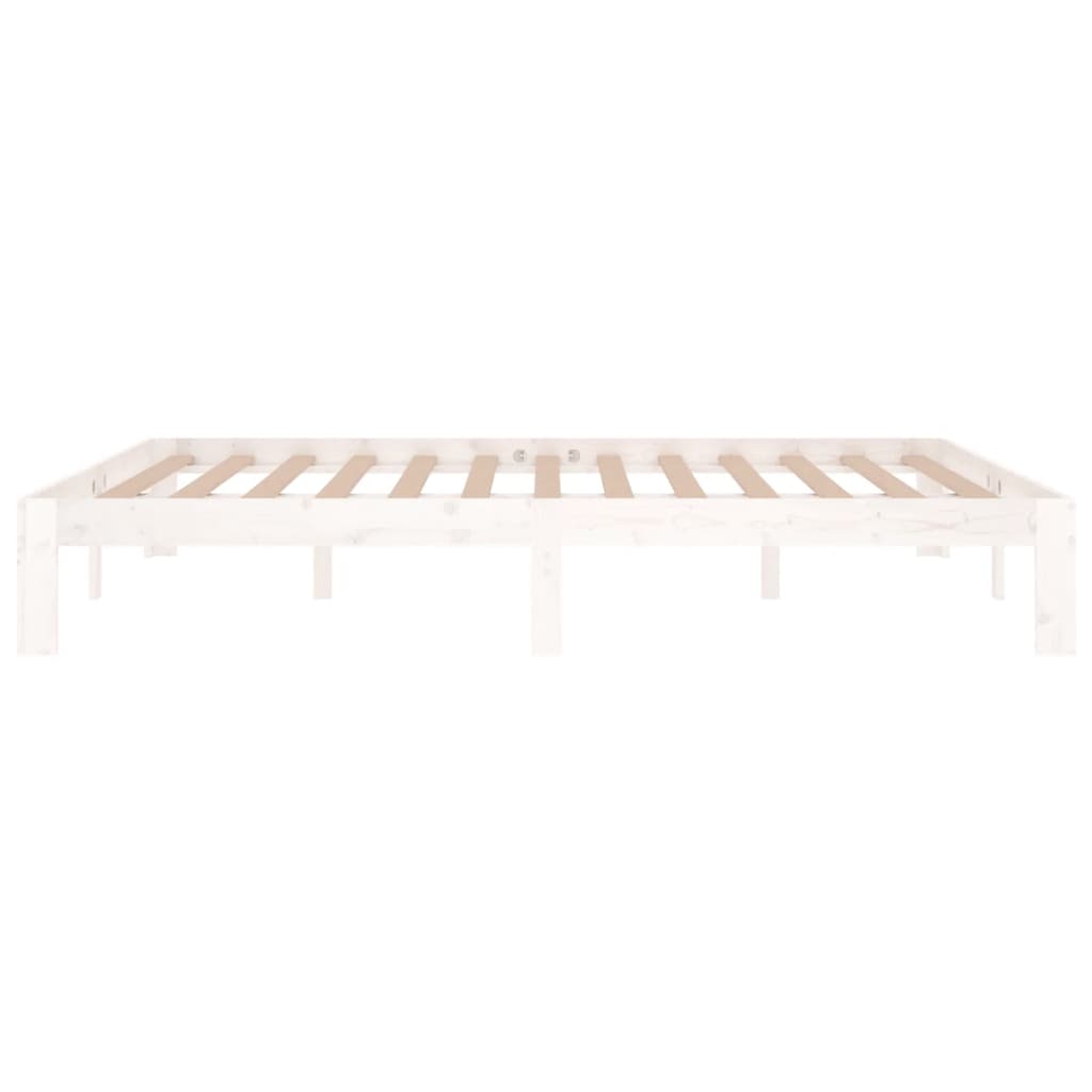 Okvir za krevet od masivne borovine bijeli 150 x 200 cm king