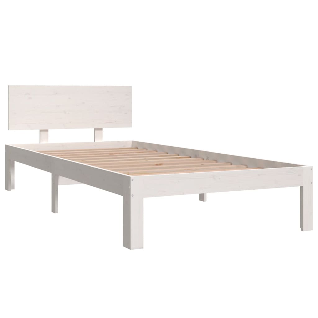 Okvir za krevet od masivne borovine bijeli 90 x 200 cm